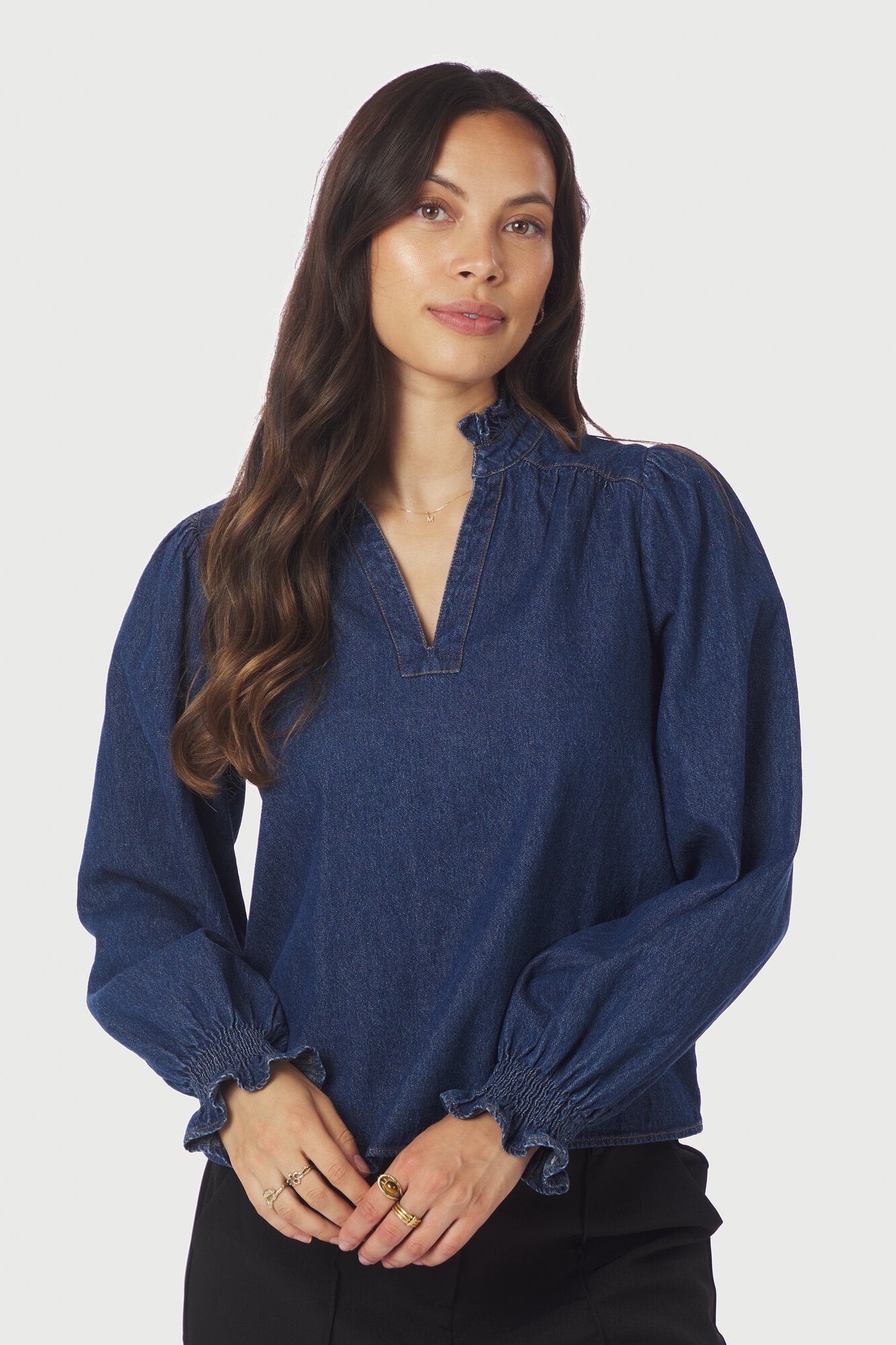 Emmeline denimbluse - mørkeblå